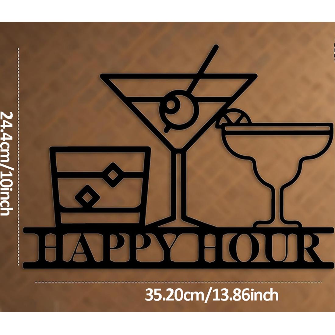 

Стильный декор стены с надписью «Счастливый час»: Черный металл для дома и бара. Декор для горячих напитков и настенное искусство в фермерском доме для стильного образа чёрный