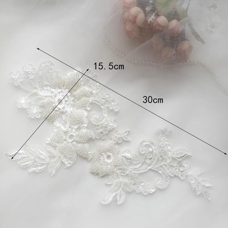 1 Pair White Lace Patches Applique 3D Flowers Wedding Dress DIY Clothing Decoration Accessories