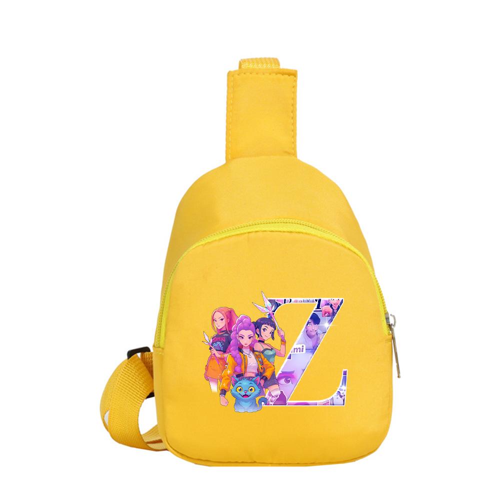 Anime Cartoon 26 English Letter K-Pop Demon Hunters Printed Chest Pack for Boy Girl Shoulder Bag Student Portable Crossbody Pouch Kid Christmas Gift