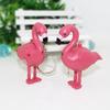Cartoon Flamingo LED Flashlight Sound Keychain Key Ring Bag Hanging Pendant Gift