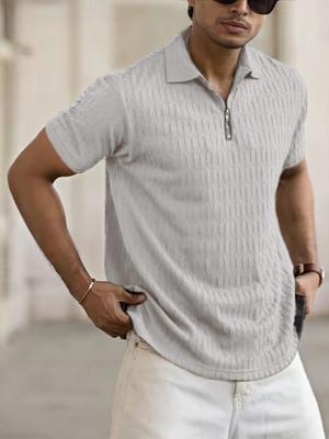 Polo Esportivo Jacquard Masculino com Zíper