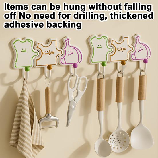 No Drill Hooks for Rental Apartments Cartoon Puzzle Key Hook, Heavy Duty Traceless Plastic Wall Hanger, Hangers Space Saving Self Adhesive