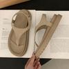 Retro Fashion Simple Versatile Outer Wear Flip-flops Women's Summer New Thin and Heightened Muffin Thick Bottom Cool Slippers