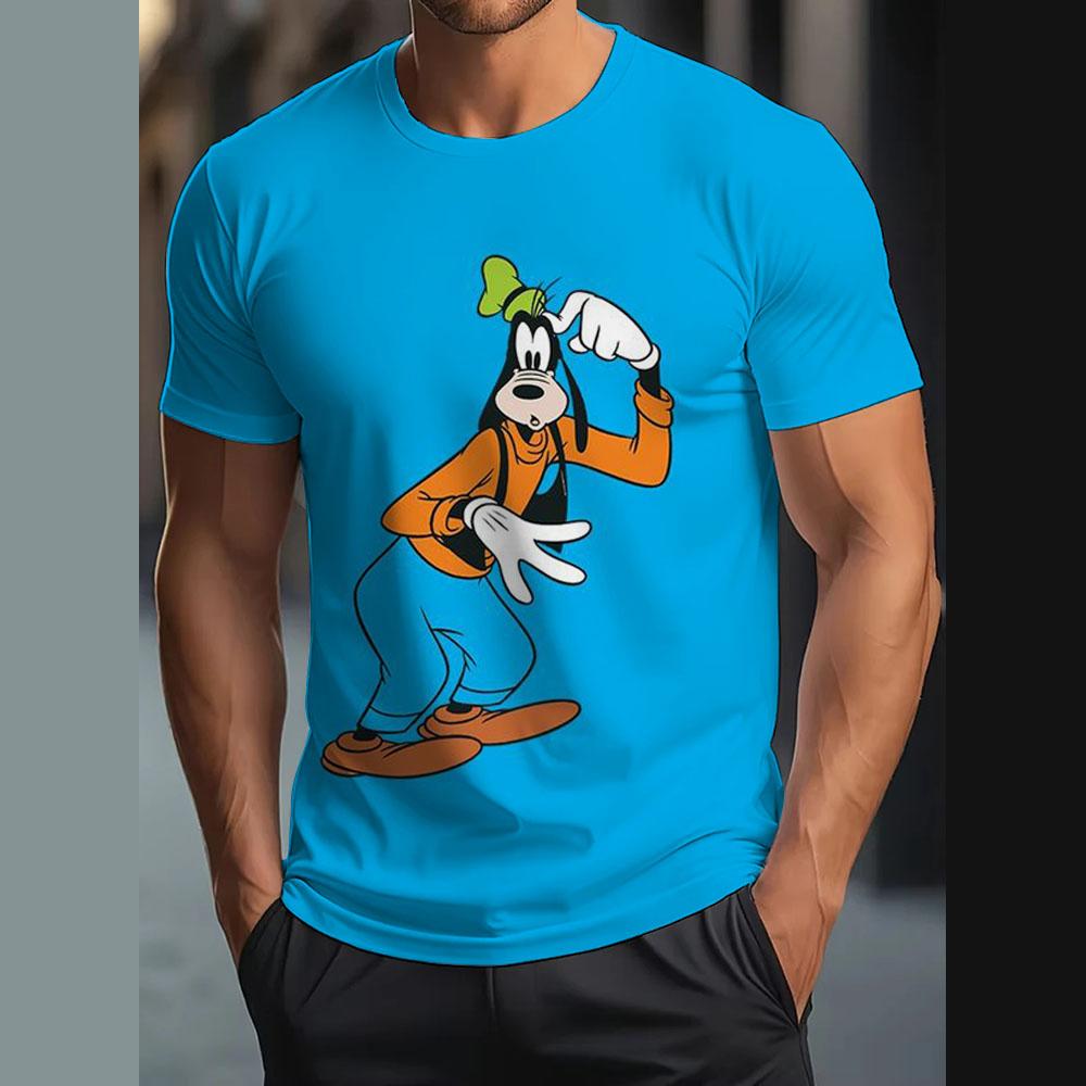 Vintage T-Shirt For Men Disney Goofy Fun Print Tee 3D Printing Casual Round Neck Shirt Harajuku Oversized Men's Clothing Tops