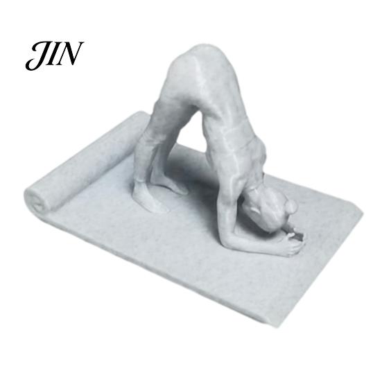 Compact Office Desk Accessory Yoga Shape Phone Stand, Creative Desktop Sculpture, Imitation Stone Decorative Effect Figure Texture Ornament,