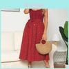 Polka Dot Print Princess Dress With Ruffle Trim Spaghetti Straps