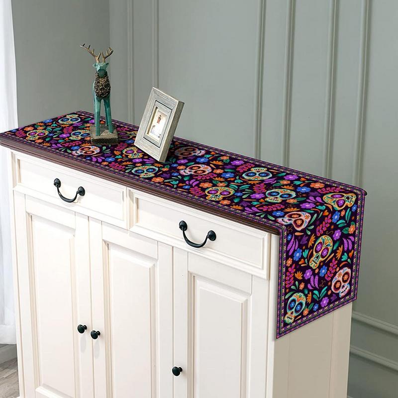 Mexican Skull Tablecloths Rustic Linen Table Cloth Mexican Theme Party Supplies Day Of The Dead Altar Decorations For Festival