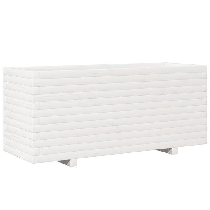 VidaXL Jardinière blanc 110x40x49,5 cm bois de pin massif, jardinière d'extérieur, bac à fleurs, boîte à plantes, jardinière 847379