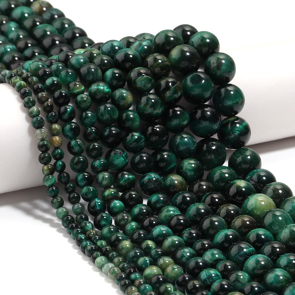 Natural Stone Beads 4 6 8 10 12mm Green Tiger Eye Round Loose Spacer Beads for Jewelry Making DIY Bracelets Necklace Accessories