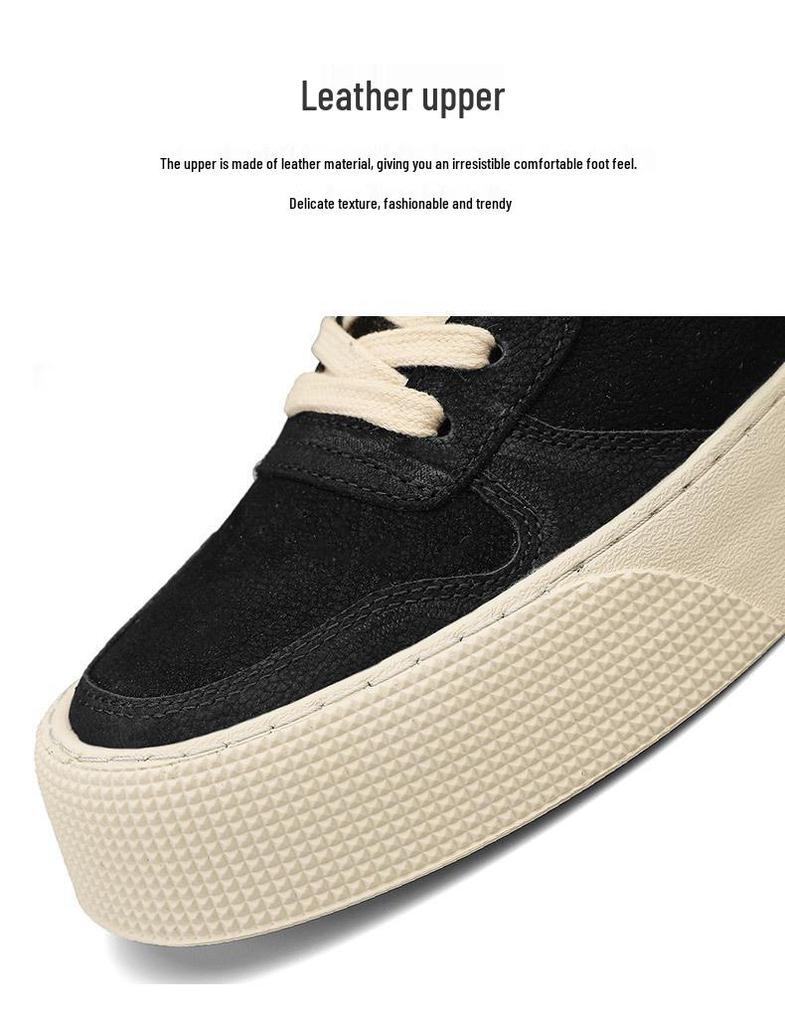 Men's 2025 Casual Breathable Leather Shoes - Trendy Korean Style with Thick Soles for Sporty Fashion