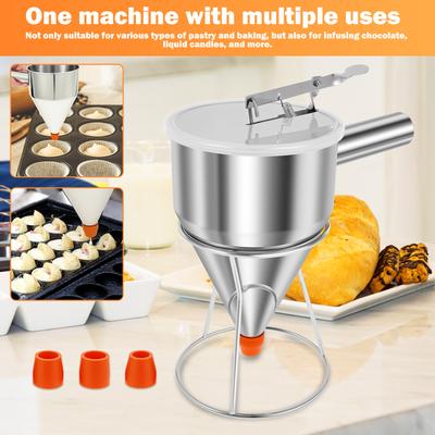 1200 ML Trichterspender Edelstahl Teigspender mit Ständer Cupcake Pfannkuchenteigbereiter zum Backen Küchenzubehör