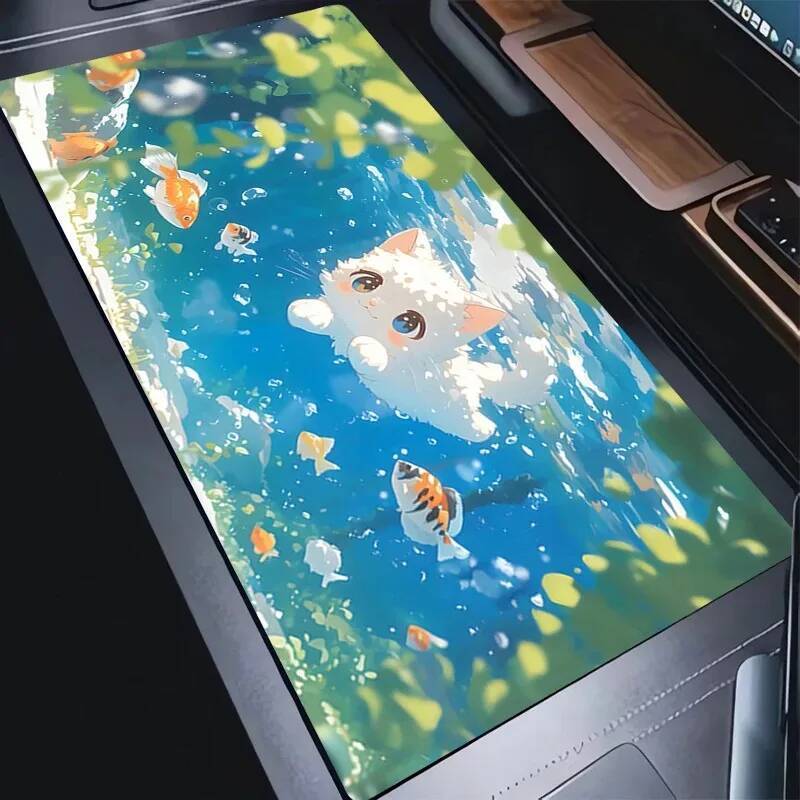 Mouse Pad Anime Green Plants HD Print Mousepad Laptop Catoon Black Cat Gaming Desk Mouse Mat PC Gamer Cabinet Keyboard Pad Gift