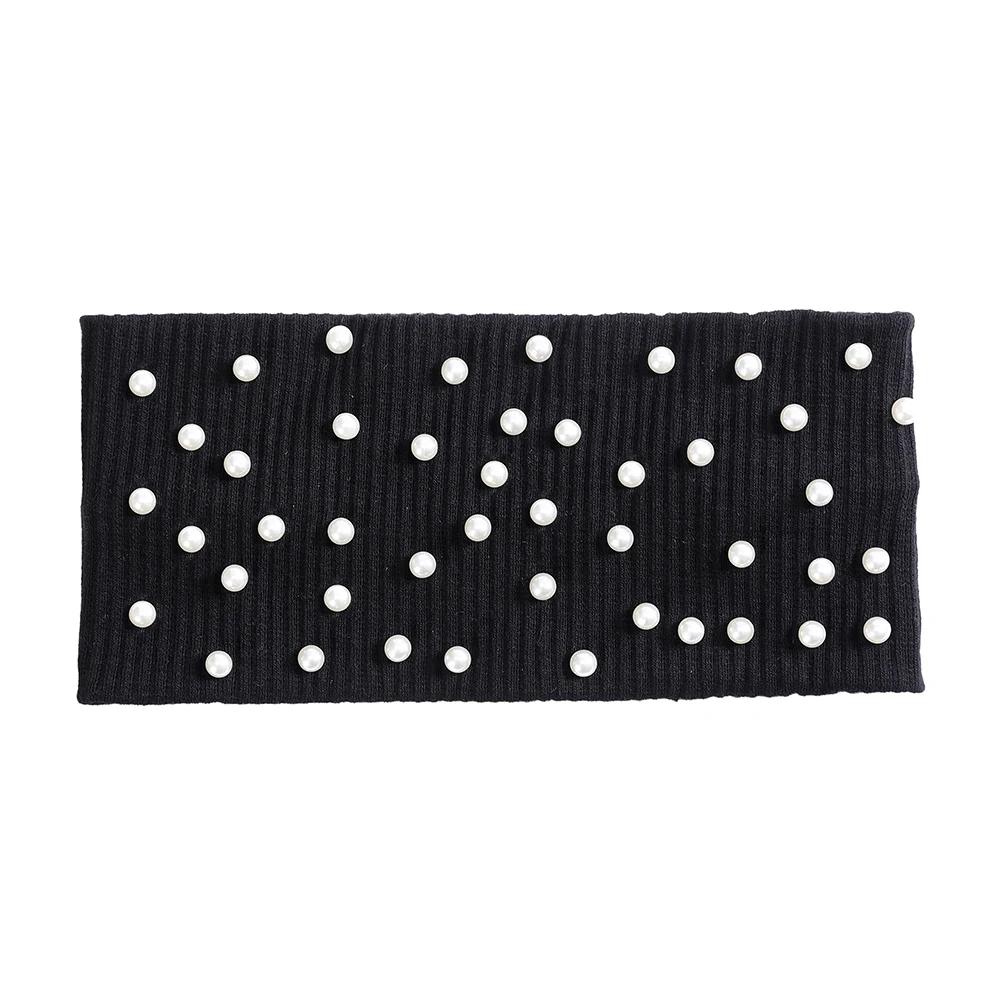 

Женская повязка на голову однотонная широкая тюрбан жемчужный хлопок вязаная для девочек осенняя повязка для волос аксессуары для волос головной убор