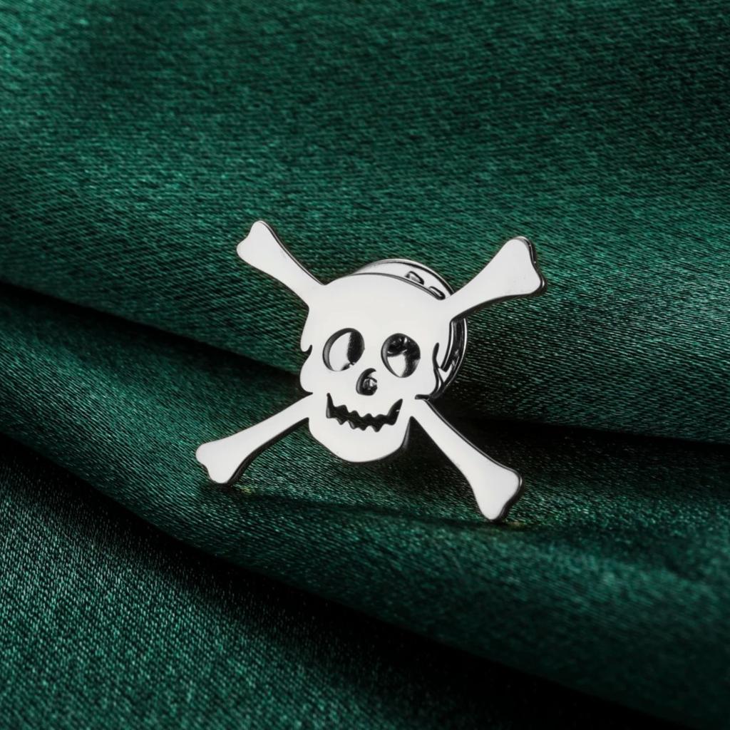 LIKGREAT Totenkopf Brosche für Männer Frauen Skelett Knochen Anstecknadel für Hemd Hüte Rucksäcke Edelstahl Schmuck Halloween Geschenk