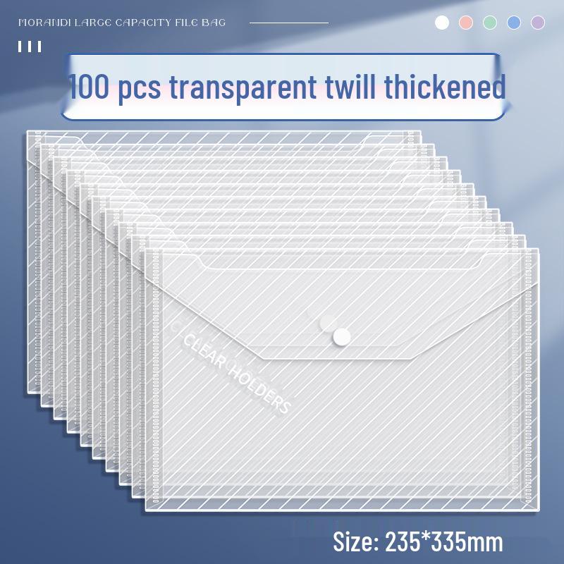 Transparent Large Capacity Snap Button File Bag for Students