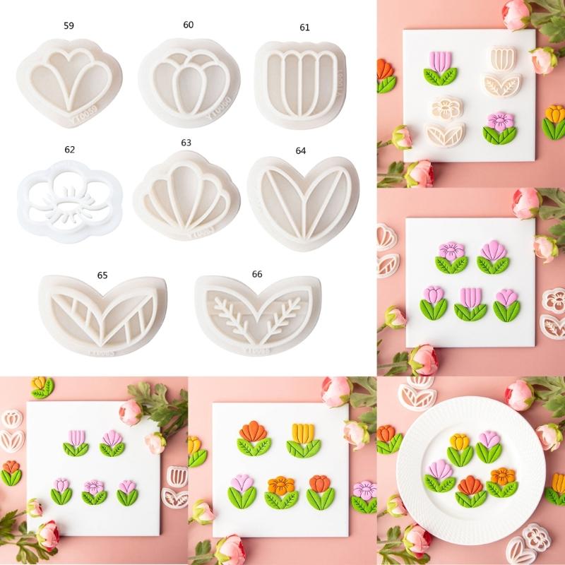 Spring Floral Clay Cutters for Earrings Jewelry Making Flower Clay Earrings Cutters  Plastic Earrings Pendant Mold Tool