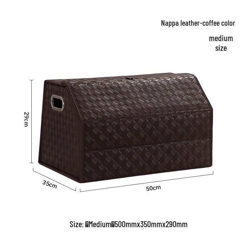 Großer Kofferraum-Organizer für das Auto, Leder mit Schafsfellmuster, Aufklappbares faltbares Design.