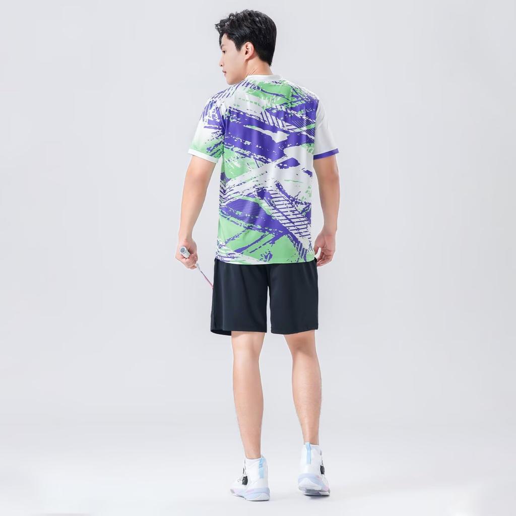 Anmurye Short Sleeve Table Tennis with Geometric Perfect for and and Stylish Summer Wear for Practice Size Men's T-Shirt Pattern, Badminton, Training,