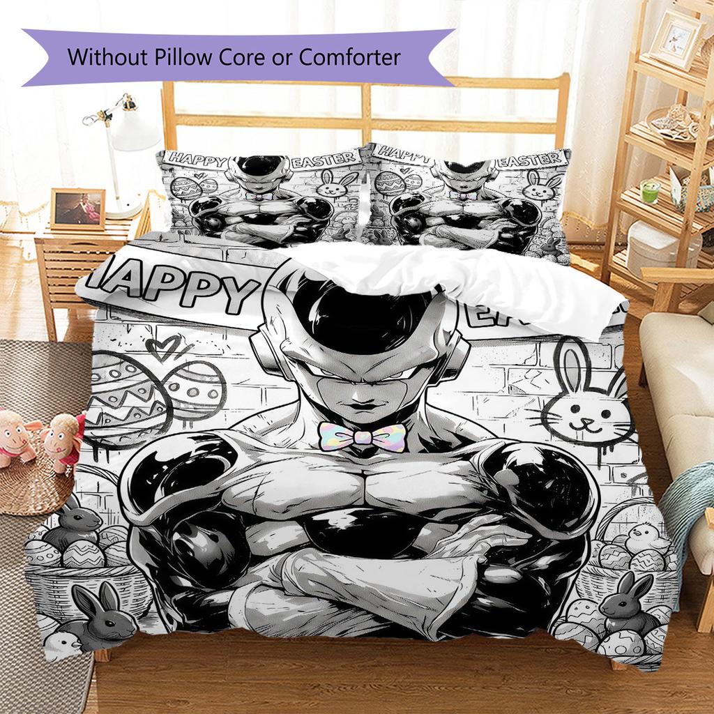 Easter Frieza Pattern Bedding Quilt Set Quilt Cover Pillowcase Home Decoration Birthday Gift (1 * duvet cover + 2 * pillowcase, without core)