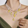 Qiong Yao Sommer Zitrone & Muschelperlen Handgefertigte Halskette: Frische, Modische Gänseblümchen & Biene Schlüsselbein-Kette
