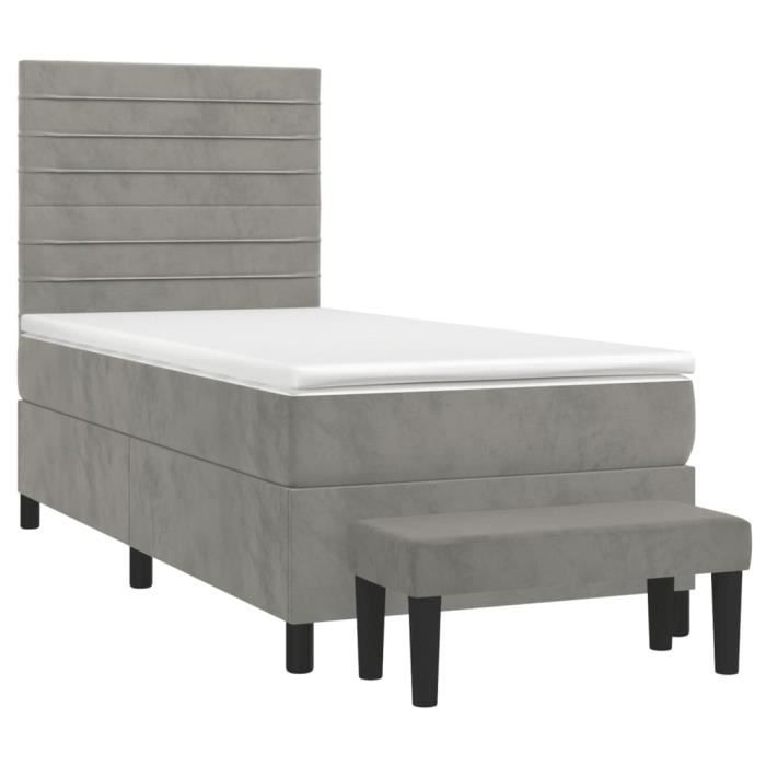 VidaXL Lit à sommier tapissier et matelas Gris clair 80x200 cm Velours - Modèle 3137869