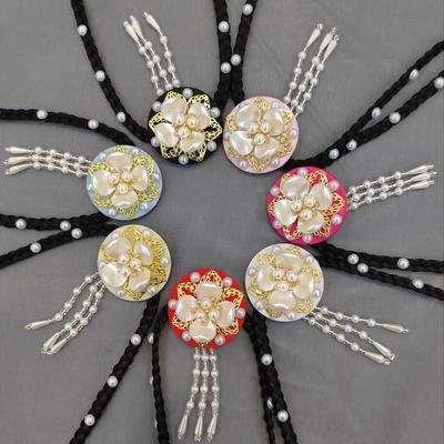 Pearl Korea Ethnic Style Hairband Flower Stage Dance Hair Hoop Gift Hanbok Wig Headdress  Ladies