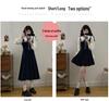 Plus Size Pleated Princess Dress with Doll Collar - College Style, Autumn/Winter Waist-Cinching Design