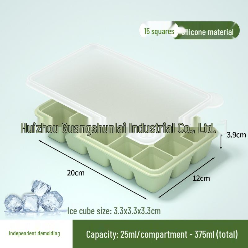 Popular Silicone Ice Cube Tray with Lid – 4 Large Slots & 15 Square Compartments for Soup or Food Storage