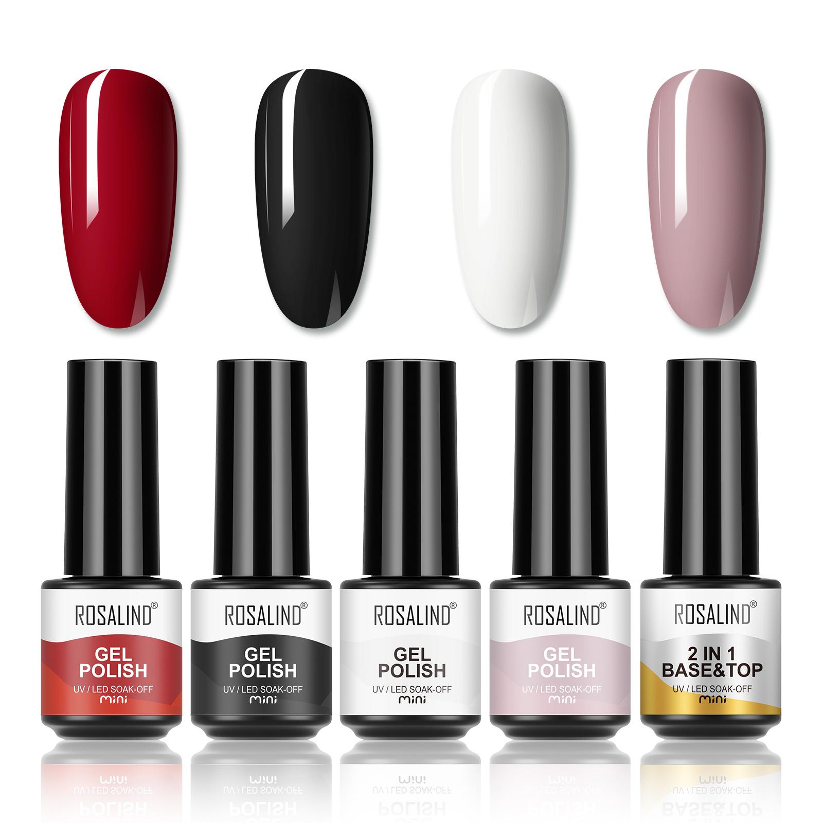 

Rosalind gel nail polish set 4/5/8pcs color gel bottom layer bonding and top layer need UV curing permanent nail set.