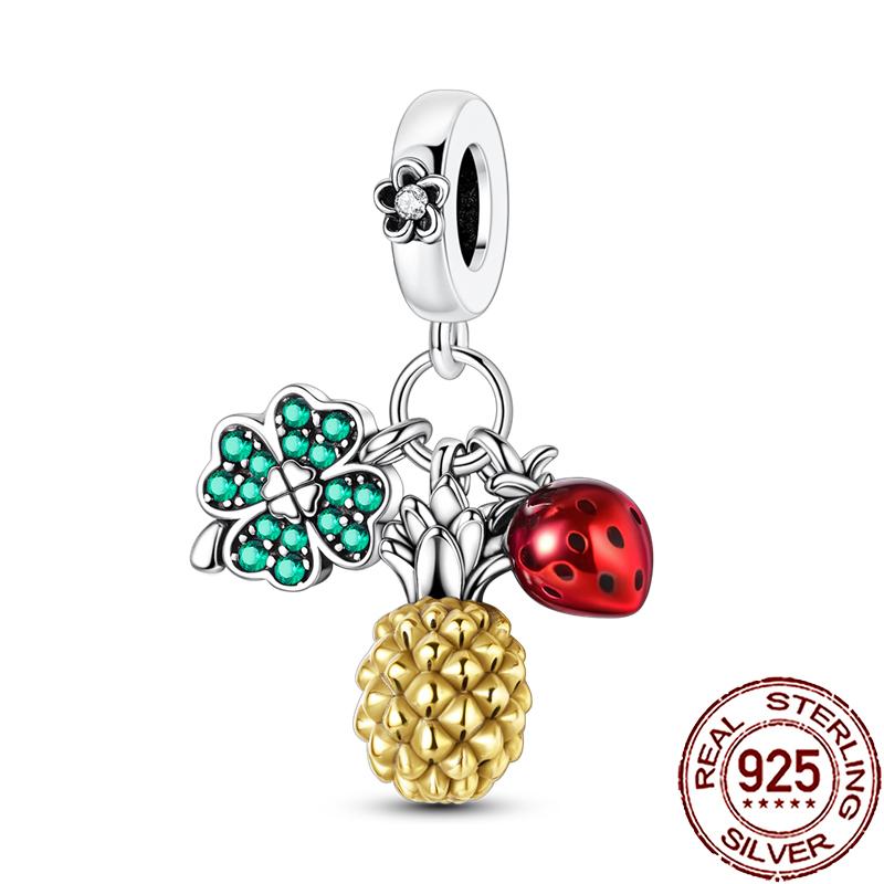 New Charms Copper Colorful Plant Flower Fruit Charm Beads Fit Snake Chain Bracelet Necklace Women Diy Jewelry