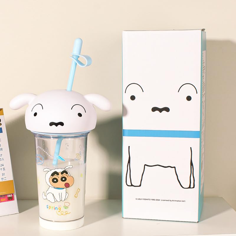Crayon Shin-chan Kettle Cup Nobara Shinnosuke Straw Easy Clean Cute Stylish Gift Juice Transparent Unisex Household Kids Adults Goods (3)