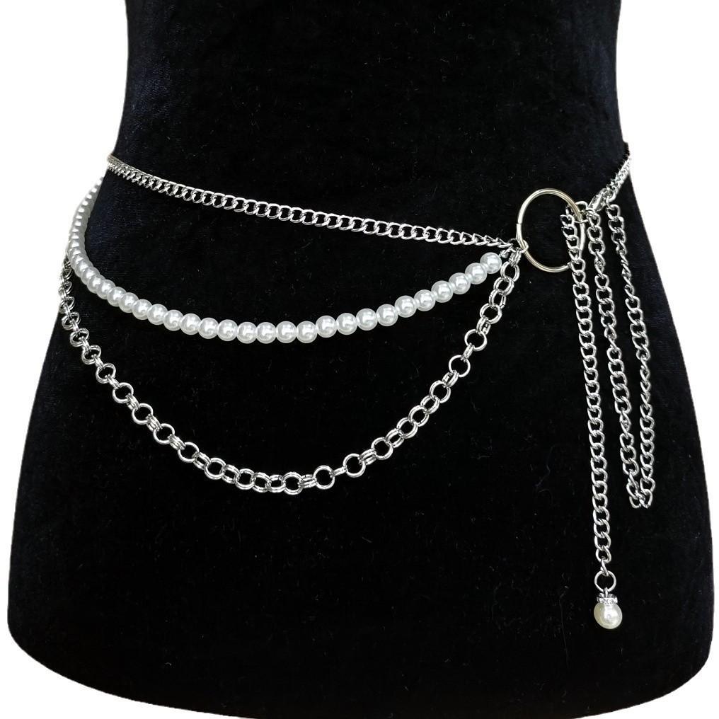 European and American Jewelry Multi-layer Tassel Fashion Imitation Pearl Waist Chain Female Sexy Versatile Body Chain Spot