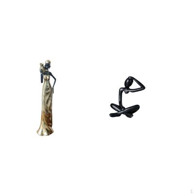 African Tribal Thinker Lady Abstract Sculpture Figurine Lightweight Modern Decorative Ornament for