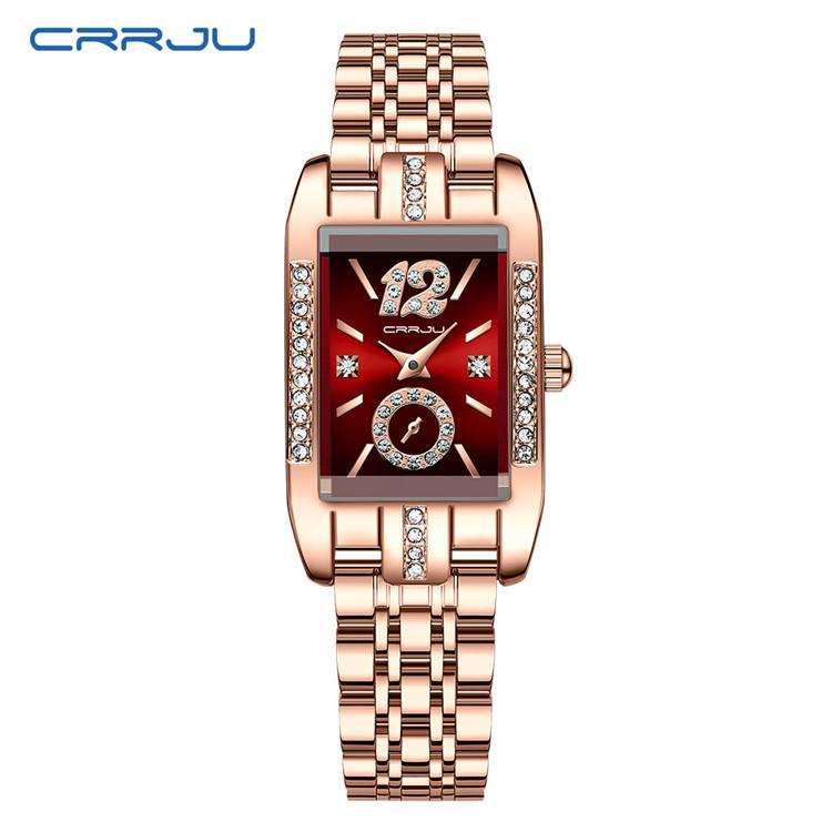 CRRJU New Watch 5017 Women's Watch Stainless Steel Strap Simple Square Business Fashion Watch