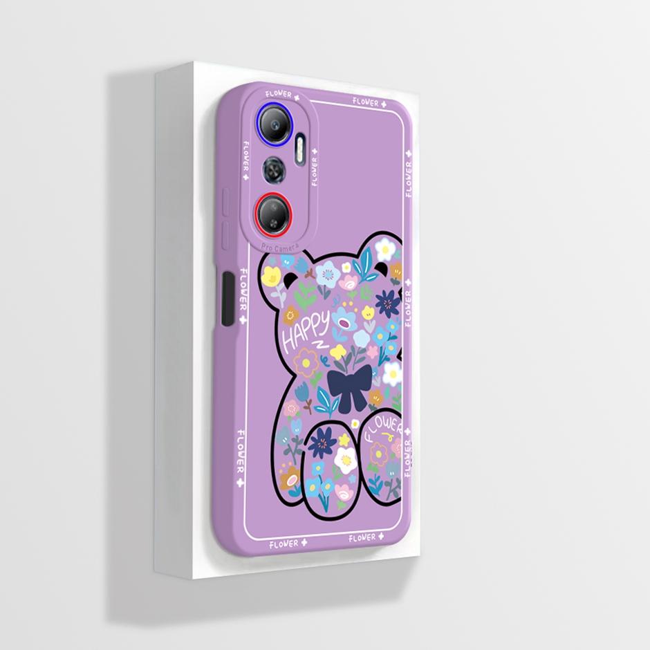 

For Infinix Hot 20 Case X6826 X6826B Soft Silicone Flower Phone Cases for Infinix Hot20 4G Back Cover Straight Edge Shell Fundas Infinix Hot 20 4G