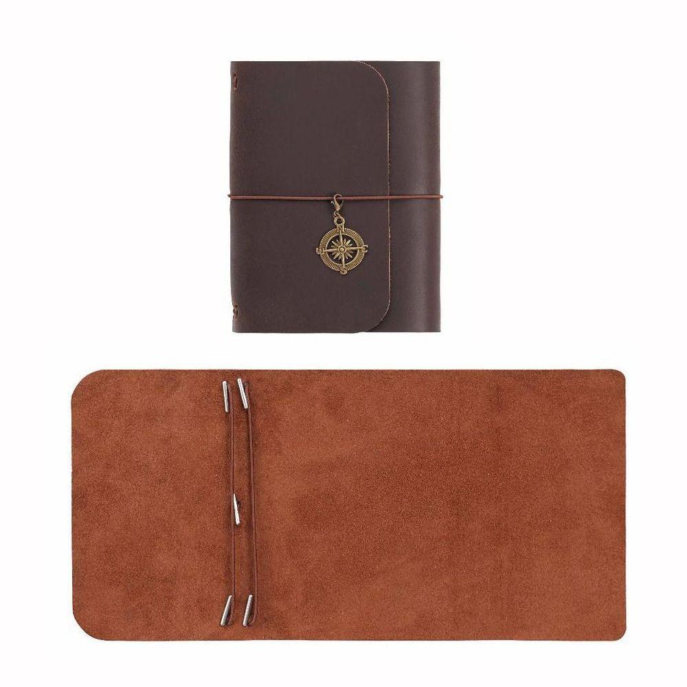 Handmade Retro Passport Travel Notebook Refillable Design Genuine Leather Sketchbook Tri-fold Loose-leaf Pages Pocket Notebook