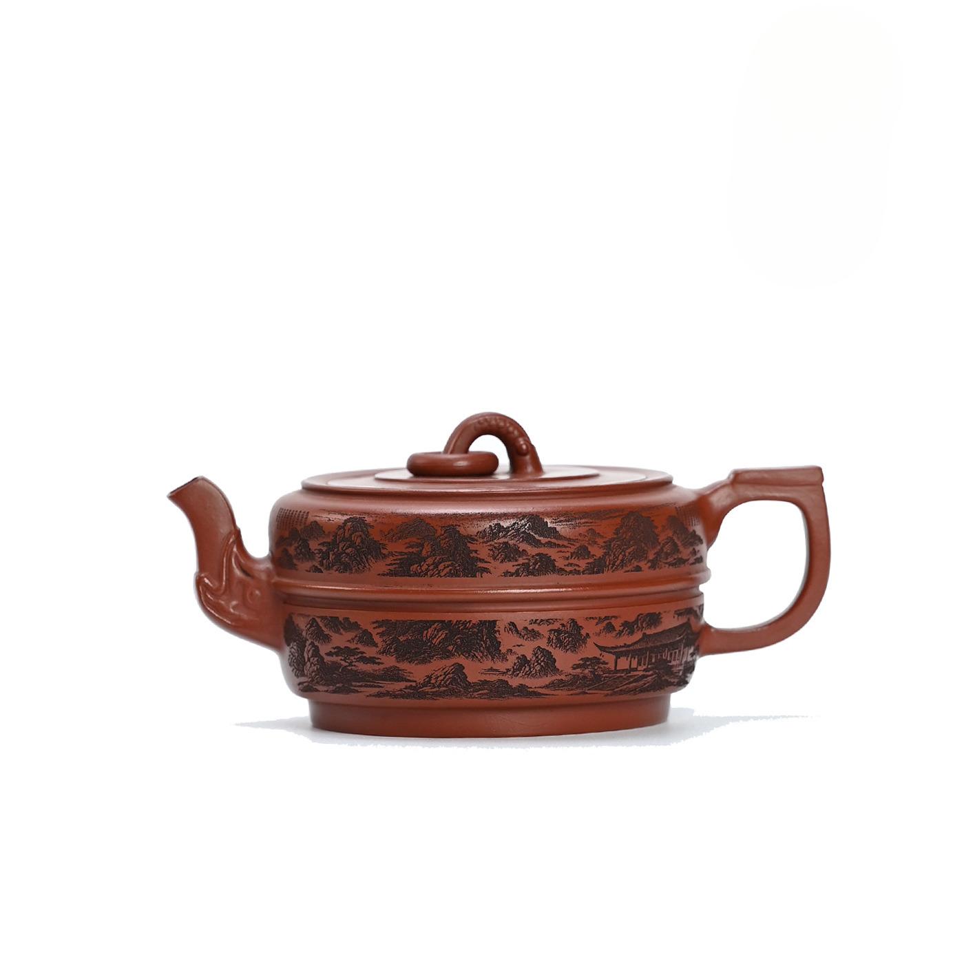 

200ml Ancient Yixing Purple Clay Teapots Handmade Engraved Pot Raw Ore Dahongpao Mud Kettle Chinese Zisha Tea Set Collection