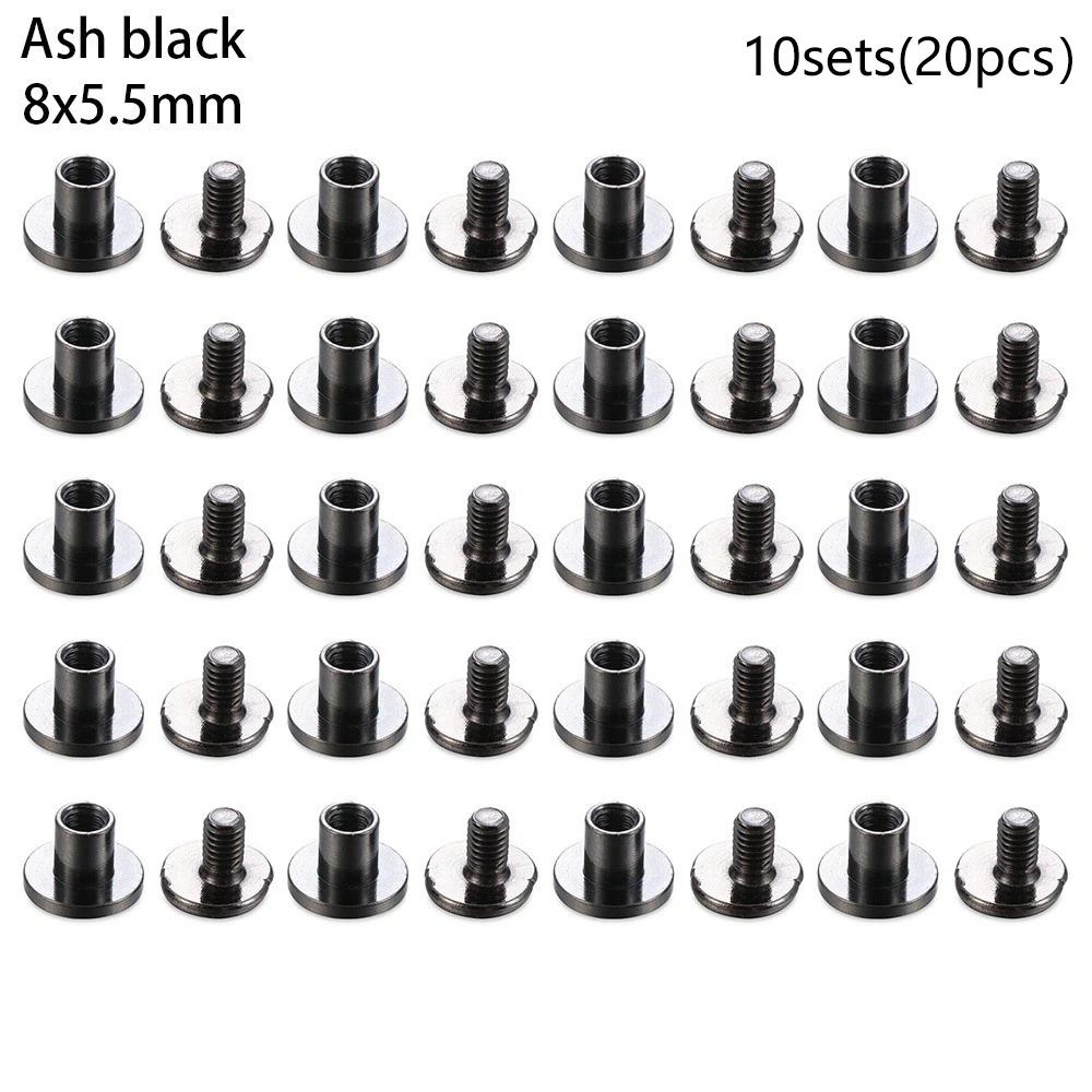 10sets Useful 10mm Solid Screw Nail Rivet Double Flat Head Belt/strap Rivets Luggage Leather Metal Craft High Quality
