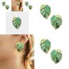 Fashionable Green Leaf Drop Earrings Stylish Summer Alloy Jewelry For Women