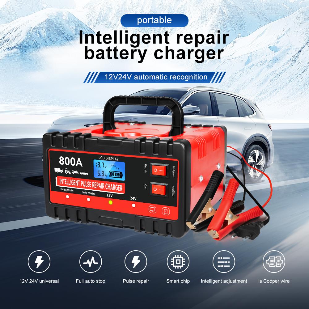 12V Intelligent Battery Charger Portable Multifunctional SUV/pickup Truck Motorcycle Battery Charging Intelligent Pulse Repair