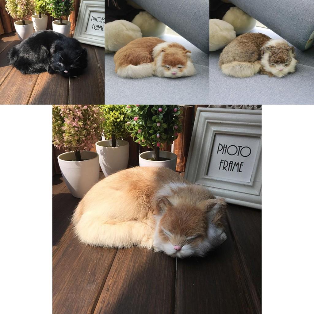 Animal Plush Cat Model With Faux Fur For Home Decor And Photography Props