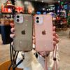 Amazon popular application iPhone12 four corners anti-drop lanyard mobile phone case Apple 11 transparent glitter protective case