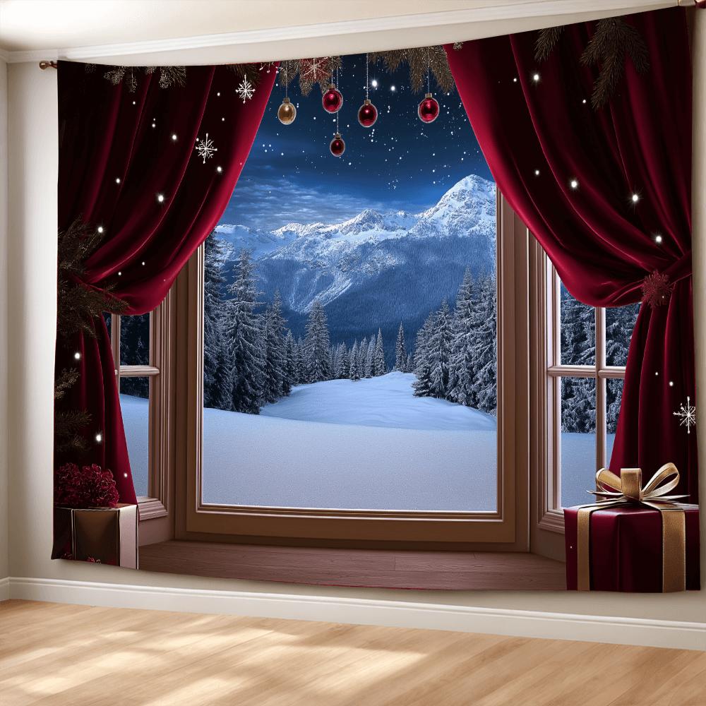 

Голубое небо и заснеженный кедровый лес, настенный гобелен, рождественское настенное украшение, настенное украшение в виде дерева, великолепная рождественская елка, камин, подарки 230x180cm