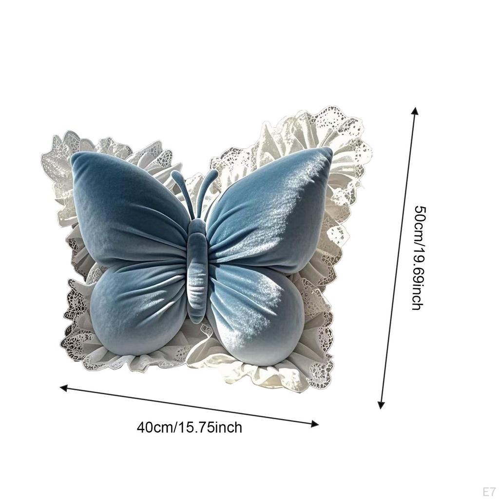 Butterfly Decorative Pillow Back Cushion Ornament, 19.69''x15.75'' Waist Support Sofa Throw