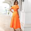 2025 Damen Sommer Maxi Sonnenkleid mit eckigem Ausschnitt & Puffärmeln