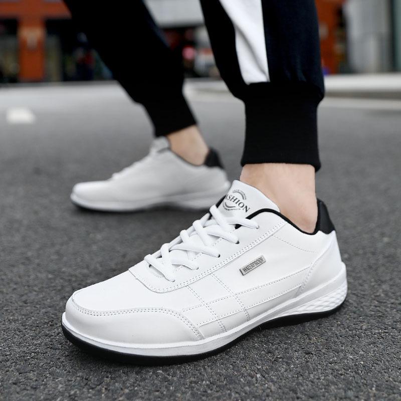 Cross-Border Plus Size Autumn & Winter Men's Leather Casual Sports Shoes - Stylish, Trendy, Lightweight Outdoor Running Sneakers