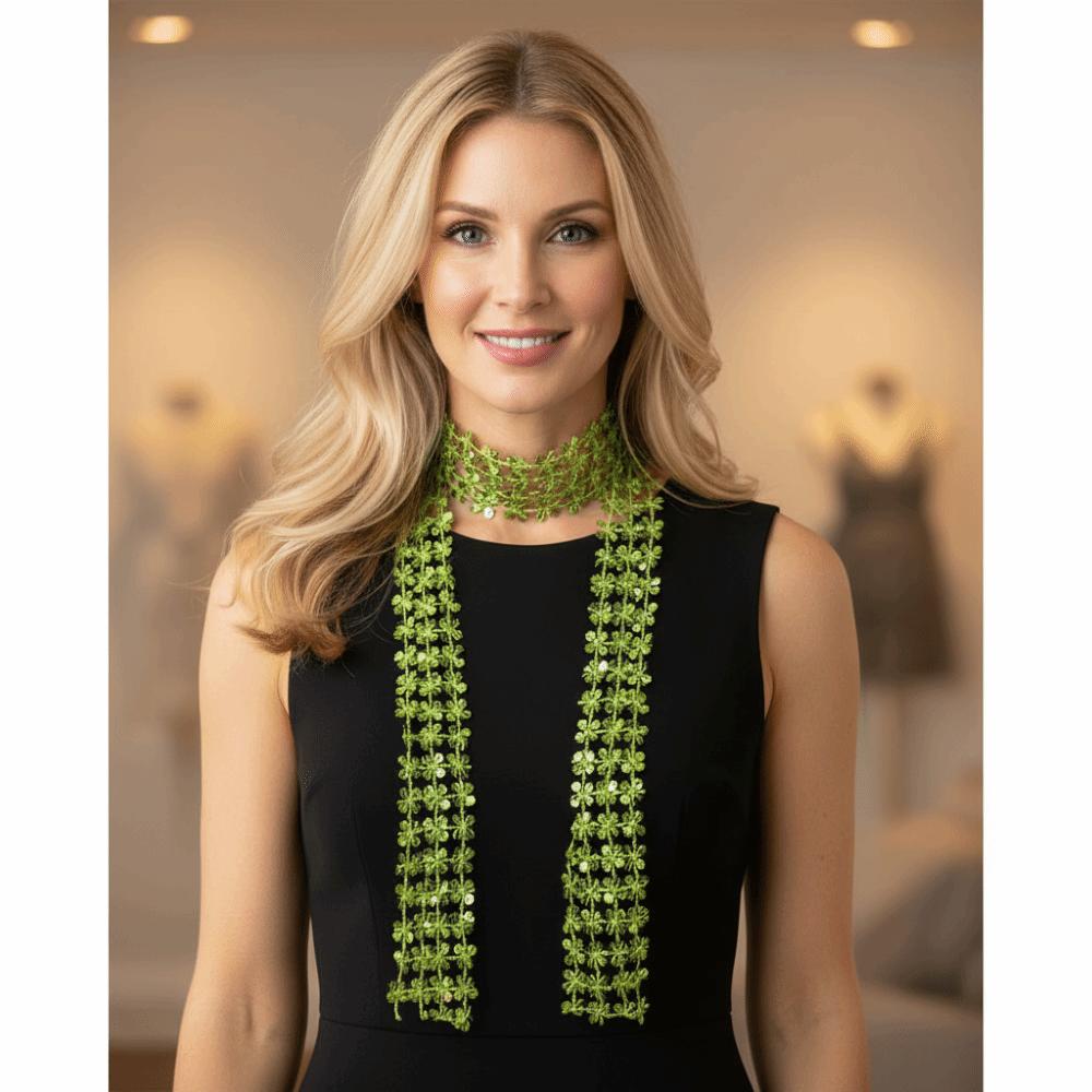 Hollow Sequin Scarf Flower Shape Sparkling Hair Accessory Neck Wrap Waist Chain  Party