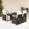 Vidaxl 5-Cz. Garden Furniture Set With Cushions, Black, Poly Rattan