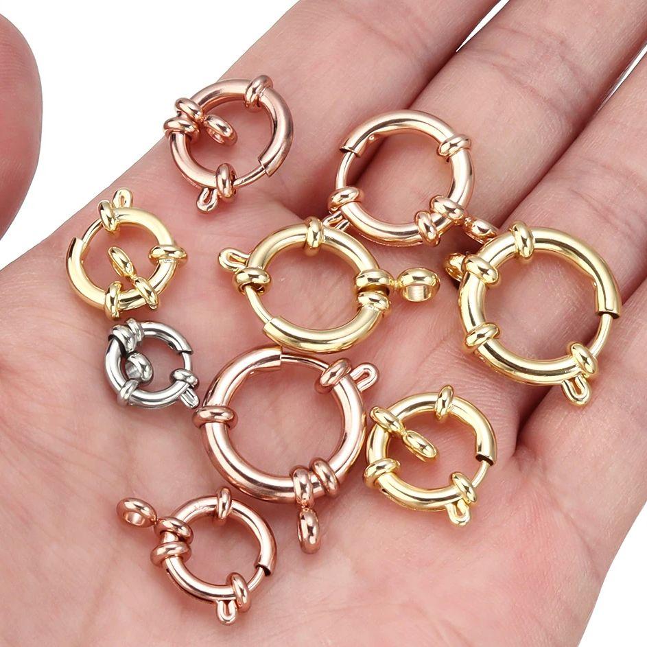 2 Pezzi/Lotto Acciaio Inossidabile 316 Moschettoni a Molla Rotondi Ganci Moschettoni da Marinaio Per Braccialetto Collana Connettori Chiusura Fai da Te Creazione Gioielli