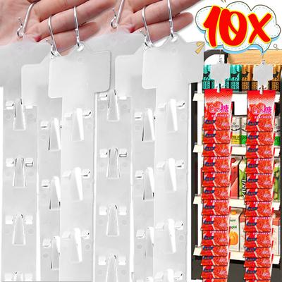 1/10PCS Plastic Snack Hanging Strips Universal Convenience Store Shelf Food Display Hangers Foldable Transparent Shop Clip Strip